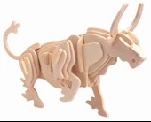 3D Ahşap Puzzle - Boğa - 3