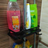 Siyah Duş Borusuna Sabitlenen Banyo Duş Rafı Şampuanlık Sabunluk Organizer - 4