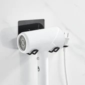 Siyah Güçlü Yapışkanlı Fön Makine Askısı Tutucu Banyo Askısı - 2