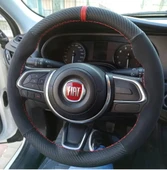 DİKİŞLİ DİREKSİYON KILIFI KARBON NUBUK DERİ KIRMIZI YÜZÜK KIRMIZI DİKİŞLİ EGEA İÇİN thumbnail 1