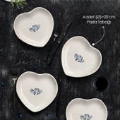 Keramika Amour Kalp Pasta Tabağı 4 Adet 20 cm 22870 - 2