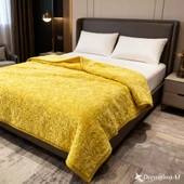 APRİCİTAS BATTANİYE ÇİFT KİŞİLİK EMBOSS HARDAL thumbnail 1