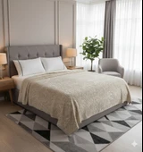 APRİCİTAS BATTANİYE EMBOSS ÇİFT KİŞİLİK BEJ thumbnail 1