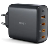 AUKEY PA-B7S-BK 100W DÖRT BAGLANTI NOKTALI PD GAN DUVAR SARJ CIHAZI - 1