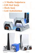 ASFAL PS5 Led Işıklı Organizer Soğutma Standı Kol Şarj İstasyonu Stand Dock 11 Adet Oyun Koyma Standı - 1