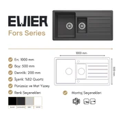 Granit Evye Fors Series Antrasite (ANTRASİT) - (1.5 Göz) - (100x50) - 4
