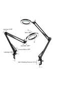 ASFAL 74cm Metal Masaüstü Selfie Işığı 3 Renkli Okuma ve Çalışma Lambası Akrobat 16 cm Ring Light - 1