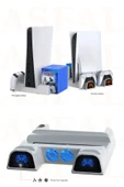ASFAL PS5 Led Işıklı Organizer Soğutma Standı Kol Şarj İstasyonu Stand Dock 11 Adet Oyun Koyma Standı - 4
