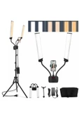 ASFAL 210 cm Tripodlu, Çift Kollu, LCD Ekranlı, Led Halka Lambası, 3200-5600K Kuaför Güzellik Salonu Işığı thumbnail 2