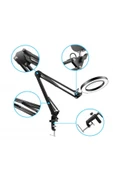 ASFAL 74cm Metal Masaüstü Selfie Işığı 3 Renkli Okuma ve Çalışma Lambası Akrobat 16 cm Ring Light - 2
