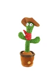 ASFAL Ses Taklitli Dans Eden Konuşan Kaktüs Işıklı Şarjlı Saksı Peluş Oyuncak Toy - 1