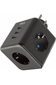 ASFAL Usb Girişli Termal Akım Korumalı Isıya Dayanıklı 10 Amper 3'lü Duvar Tipi Priz, Smart Akım Dengeleme - 3