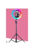 ASFAL Rgb Renkli 10 Inç Led Halka Işık Youtuber Selfie Canlı Yayın Işığı 210 Cm Tripod thumbnail 3