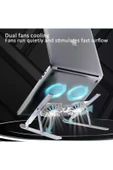 ASFAL Soğutuculu Metal Laptop Standı 7 Kademeli, Işıklı, Ayarlanabilir, Taşıma Çantalı, Fanlı Tablet Stand - 3