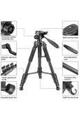 NEEPHO 175 Cm Ayarlanabilir Kumandalı Telefon Tutuculu 360° Dönebilen Taşıma Çantalı Tripod - 3