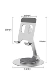 ASFAL Gümüş 360° Dönebilen Katlanabilir Masaüstü Telefon Tutucu, Taşınabilir Tablet Tutacağı Tablet Standı - 5