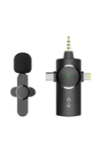 ASFAL 3 in 1 Iphone Type c Aux Kablosuz Yaka Mikrofonu, Canlı Yayın, Tiktok Wireless Yaka Mikrofonu - 1