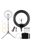 ASFAL 18 Inç Kumandalı Adaptörlü Led Işıklı Telefon Tutuculu Tripod Video Youtuber Tiktok Işığı - 2