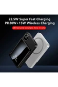 ASFAL Hızlı Şarj Destekli Dijital, Kablosuz Şarjlı 10000 mAh, 22.5W Manyetik Powerbank Magsafe Şarj Cihazı thumbnail 6