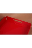 ASFAL Tutma Saplı Kırmızı Pleksi Tepsi 35x25 Cm Servis, Kahve, Çay, Sunum Ve Hediyelik Tepsi 3mm - 2