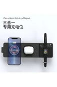 ASFAL Katlanabilir 15W 3 in 1 Apple Watch Uyumlu Hızlı Şarj Magsafe Masaüstü Kablosuz Şarj Standı - 3
