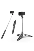 ASFAL Bluetooth Uyumlu Kumandalı Taşınabilir  Selfie Çubuğu Katlanabilir 156 cm Tripod - 1