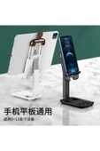 ASFAL Masaüstü Katlanabilir, Taşınabilir, 2 Kademeli Telefon ve Tablet Tutucu Stand 4-11 İnç Uyumlu Siyah - 5