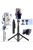 ASFAL Uzaktan Kumandalı 131 cm Taşınabilir Tripod, Kamera ve Telefon Uyumlu Katlanabilir Selfie Çubuğu thumbnail 2