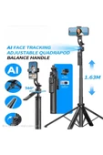 ASFAL Yüz Takibi Yapan Selfie Çubuğu Taşınabilir, 360° Dönen Uzaktan Kumandalı 153 Cm, Gopro Uyumlu Tripod - 3
