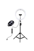 ASFAL 12 Inç Ring Light Youtuber Led Işıklı 210 Cm Tripod Kuaför Makyaj Işığı Bluetooth Kumanda - 1