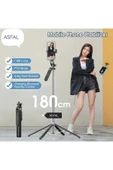 ASFAL Alüminyum 180 cm Katlanabilir Cep Telefonu ve Kamera Tripodu Kumandalı Gopro Uyumlu Selfie Çubuğu - 3