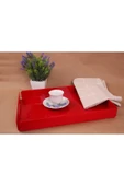 ASFAL Tutma Saplı Kırmızı Pleksi Tepsi 35x25 Cm Servis, Kahve, Çay, Sunum Ve Hediyelik Tepsi 3mm - 1