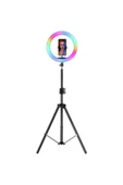 ASFAL Rgb Renkli 10 Inç Led Halka Işık Youtuber Selfie Canlı Yayın Işığı 210 Cm Tripod thumbnail 4