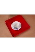 ASFAL Kırmızı Pleksi Tepsi 20x20 Cm Servis, Kahve, Çay, Sunum Ve Hediyelik Tepsi 3mm - 1