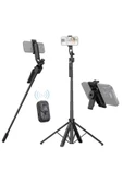 ASFAL Yüz Takibi Yapan Selfie Çubuğu Taşınabilir, 360° Dönen Uzaktan Kumandalı 153 Cm, Gopro Uyumlu Tripod - 2