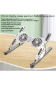 ASFAL Soğutuculu Metal Laptop Standı 7 Kademeli, Işıklı, Ayarlanabilir, Taşıma Çantalı, Fanlı Tablet Stand - 2