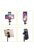 ASFAL 360 Derece Döner Başlıklı Tablet Ve Telefon Tutucu Stand 210 Cm Tripod 2 In 1 Metal Ayaklı Stand thumbnail 4