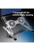 ASFAL Soğutuculu Metal Laptop Standı 7 Kademeli, Işıklı, Ayarlanabilir, Taşıma Çantalı, Fanlı Tablet Stand - 4