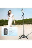 ASFAL Yüz Takibi Yapan Selfie Çubuğu Taşınabilir, 360° Dönen Uzaktan Kumandalı 153 Cm, Gopro Uyumlu Tripod - 1