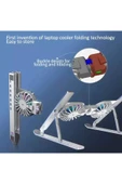 ASFAL Soğutuculu Metal Laptop Standı 7 Kademeli, Işıklı, Ayarlanabilir, Taşıma Çantalı, Fanlı Tablet Stand - 5