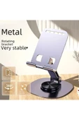 ASFAL 360° Dönen Metal Masaüstü Tablet ve Telefon Standı Mor, Açılı, Katlanabilir Telefon ve Tablet Tutucu - 6