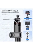 ASFAL Uzaktan Kumandalı 131 cm Taşınabilir Tripod, Kamera ve Telefon Uyumlu Katlanabilir Selfie Çubuğu thumbnail 6