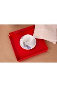 ASFAL Kırmızı Pleksi Tepsi 20x20 Cm Servis, Kahve, Çay, Sunum Ve Hediyelik Tepsi 3mm - 2