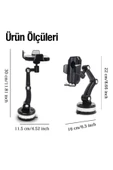 ASFAL Ultra Güçlü Vantuzlu, Cam ve Torpido Üstüne Yapışan Araç İçi Telefon Tutucu, Yatay ve Dikey Kullanım - 6
