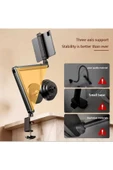 ASFAL Alüminyum 13 İnç Uyumlu Çift Telefon Tutuculu Stand 360° Dönen Masaüstü Telefon ve Tablet Tutacağı - 4