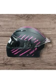Free-M ÇENE AÇILIR SİYAH-PEMBE MOTOSİKLET KASKI - 1