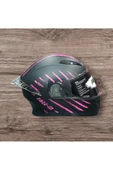 Free-M ÇENE AÇILIR SİYAH-PEMBE MOTOSİKLET KASKI - 3