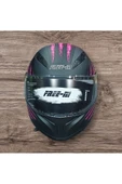 Free-M ÇENE AÇILIR SİYAH-PEMBE MOTOSİKLET KASKI - 2