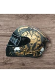 MTS HELMETS SNAKE KAPALI FULL FACE MAT SİYAH-GOLD MOTOSİKLET KASKI - 1