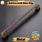 Radus Antik Bakır Metal Kulp 224 mm 22.4 cm Mobilya Çekmece Mutfak Dolabı Dolap Kulpları Kulbu Kulpu - 1